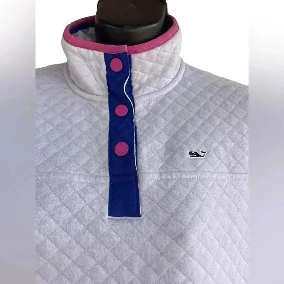 Vineyard Vines women’s Diamond Quilted pullover sweater lavender button up sz S - Picture 3 of 7